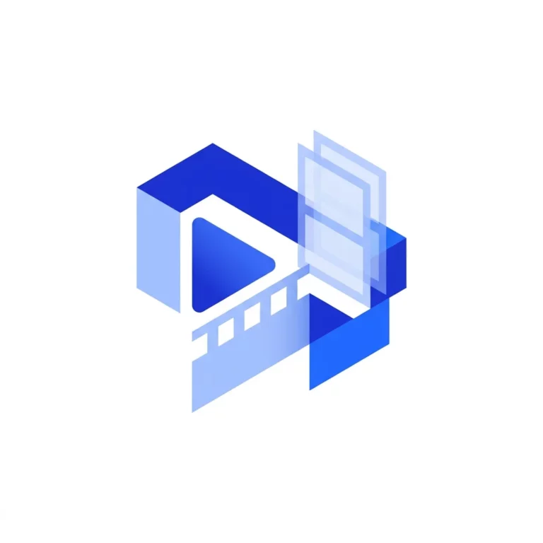 Illustration abstraite isométrique d'un bouton play et film strip pour la production vidéo IA