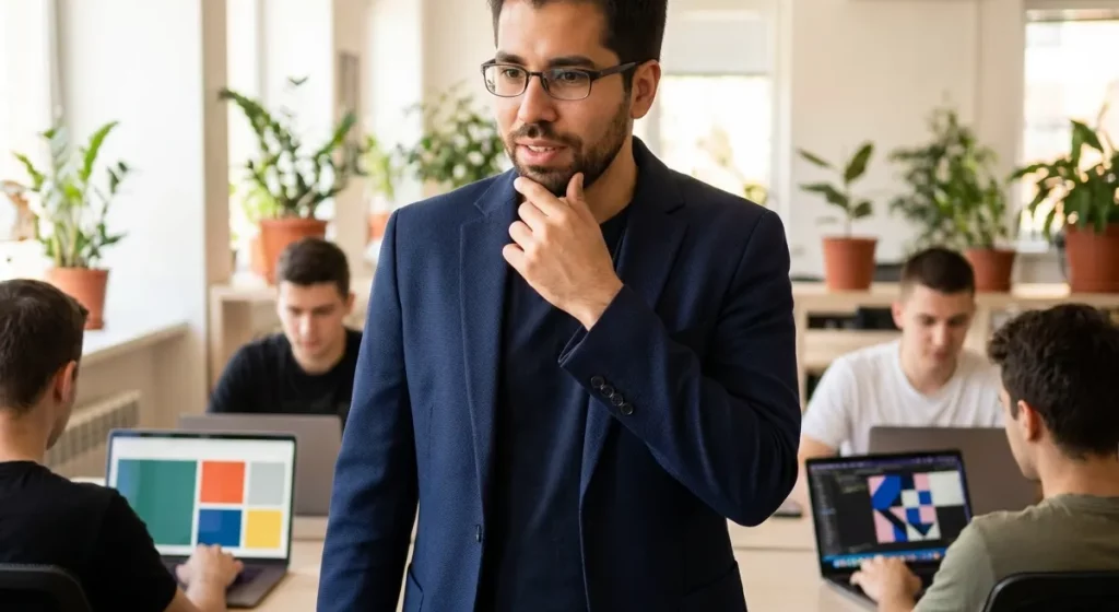Formateur Cyril Lacroix supervisant un lab dev IA dans un espace associatif